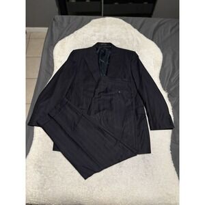 Trussini Suit 2-Piece Men's 44R - 38W x 31L Black Striped Wool Super 100's Italy